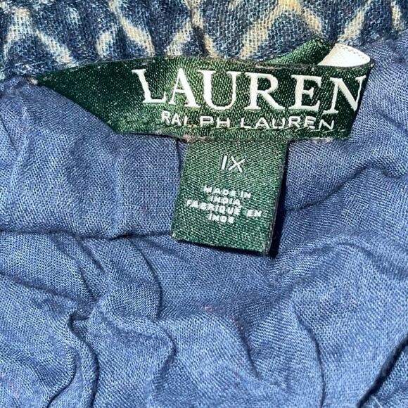 Lauren Ralph Lauren Blue Print Boho Patchwork Tiered Midi Skirt    Size: 1X - Picture 3 of 3